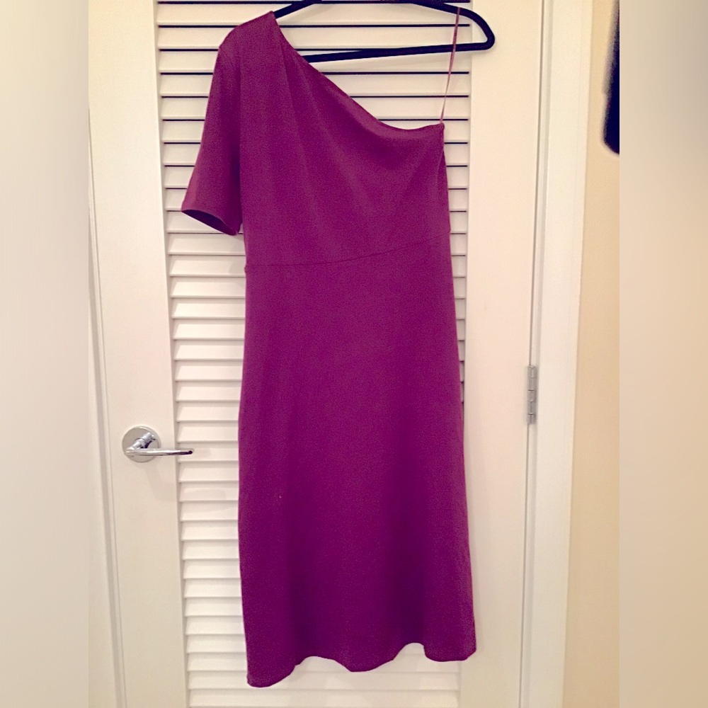 Who What Wear One Shoulder Dress in Plum